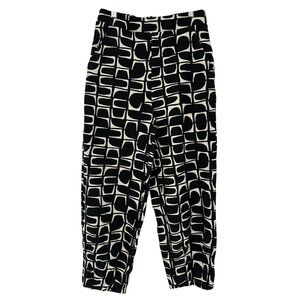 Ozai N Ku‎ Women's Pants  L Black Beige Geometric Art to Wear Large
